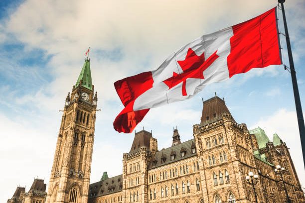 canada flag waving in ottawa